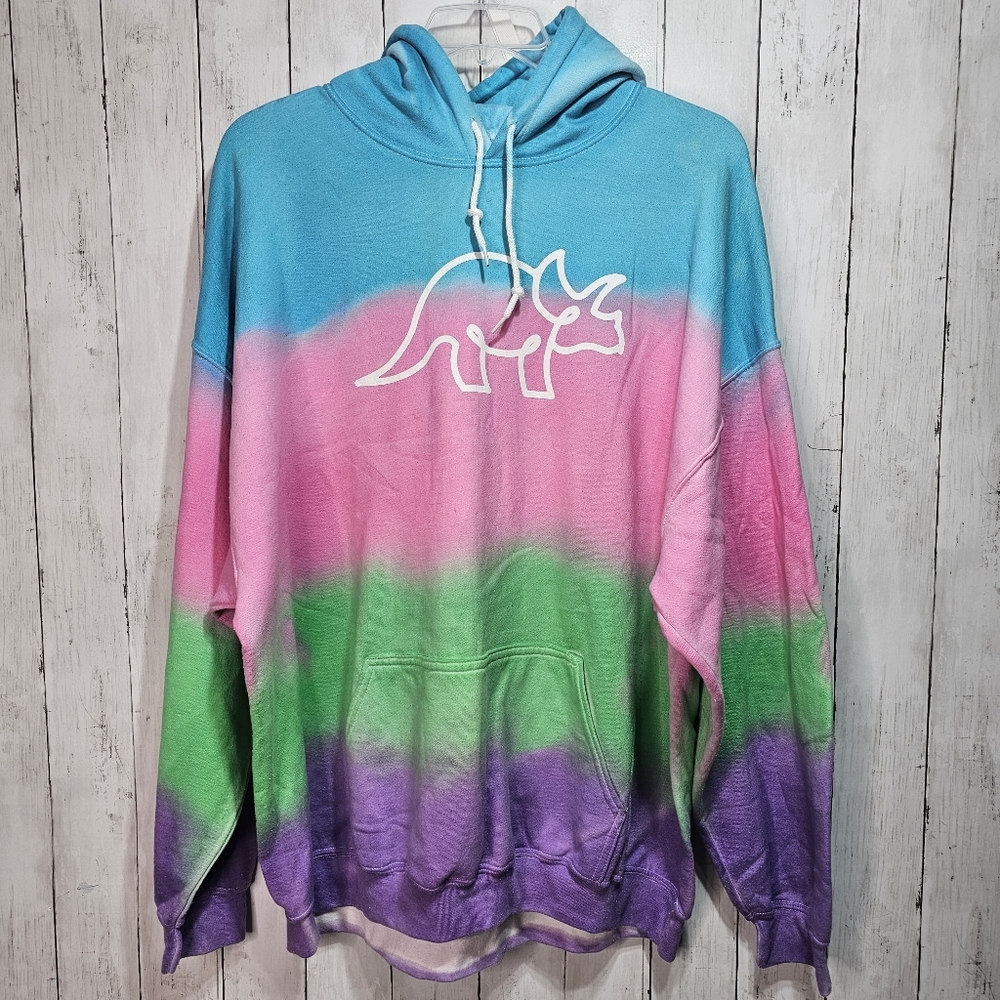 Try Guys Merch Multicolor Pullover Hoodie Adult Size 3XL Triceratops Logo.
